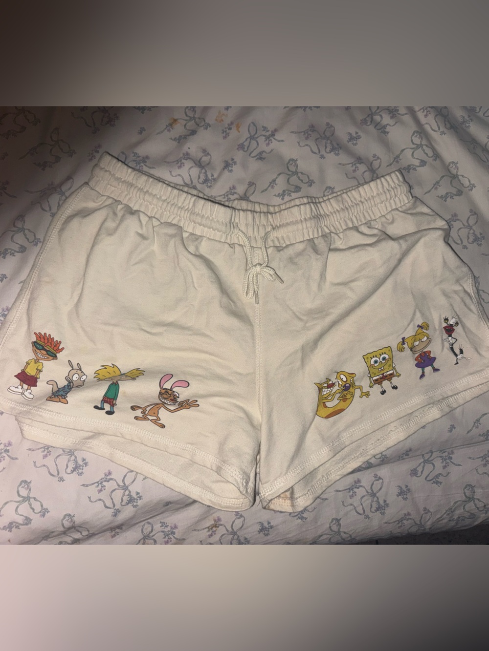 Cartoon Character White Lounge Shorts